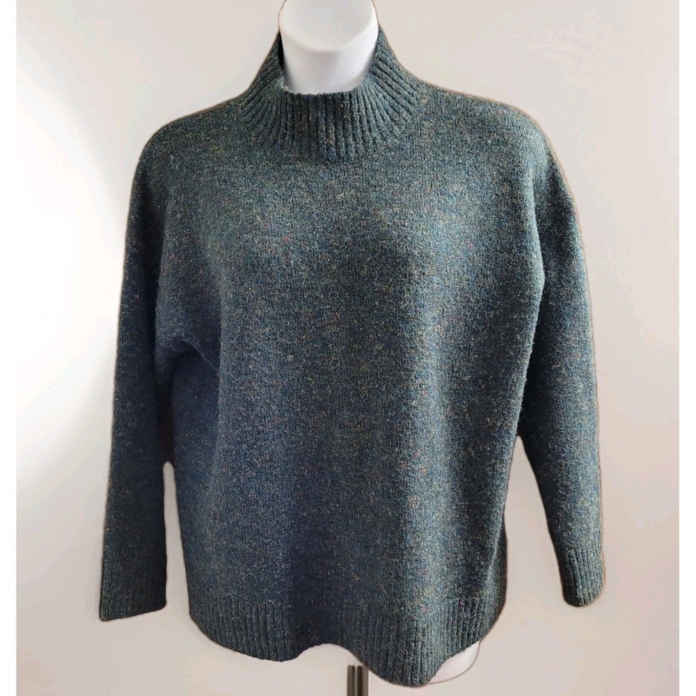 Well Worn‎ Women's Sweater Size XL Green Mock Neck Pullover Tunic SPECKLED